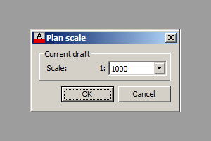 Dialogue window to select plan scale